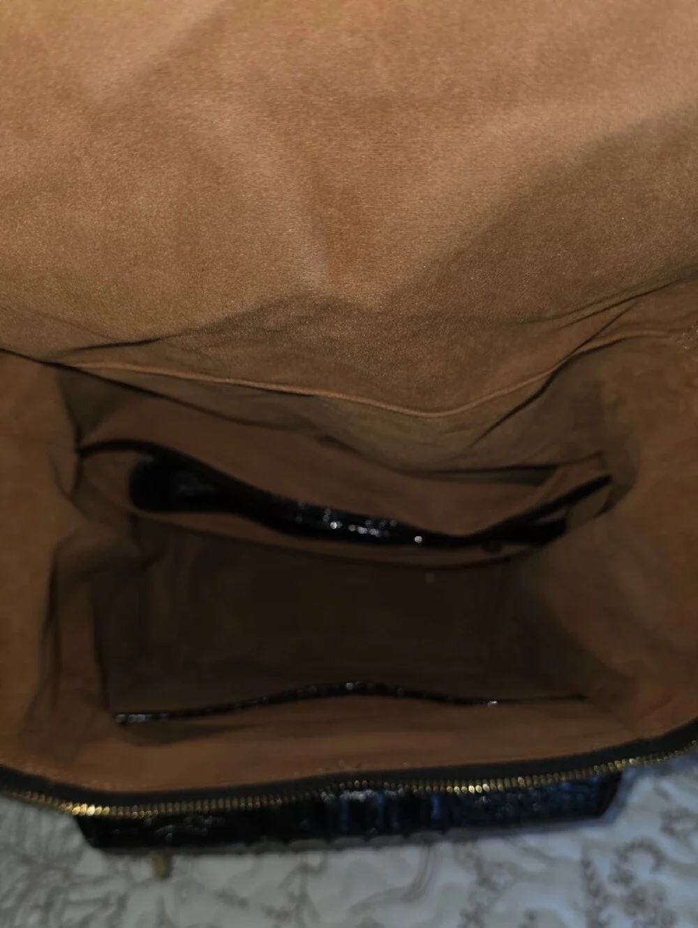 Black Croc-Embossed Backpack Purse - Unbranded